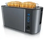 Arendo - Edelstahl Toaster Langschlitz 4 Scheiben, Defrost, w&auml;rmeisolierendes Ge