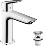 hansgrohe Waschtischmischer 110 Fine Logis mit Push-Open Ablaufgarnitur chrom, 1 Stk.