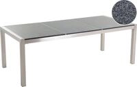 BELIANI Gartentisch Grau/Silber Granit Edelstahl 220 x 100 cm Poliert Modern...
