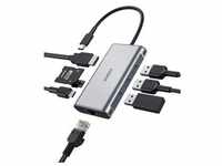 AUKEY CB-C91 8 in 1 USB C Hub mit 4K HDMI, Gigabit Ethernet Port Silber, 1 USB...