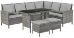 SVITA MADISON Polyrattan Lounge Gartenm&ouml;bel Rattan Set in Grau - Grau