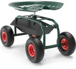 Wiltec Gartenwagen mit Ablagefl&auml;che bis 150kg Gartenhocker mit Reifen...