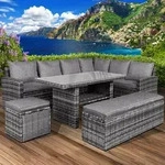 Poly-Rattan Eck Sitzgruppe ECO grau/anthrazit