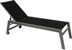 DEGAMO Gartenliege GIRONA extra hoch, Alu silbergrau Kunstgewebe schwarz, Rollen -