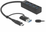 Delock 4 Port USB 3.2 Gen 1 Hub mit USB Type-C oder USB Typ-A Anschluss - Schwarz