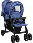 vidaXL Tandem-Zwillingskinderwagen Marineblau Stahl - Blau