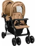 vidaXL Tandem-Zwillingskinderwagen Taupe Stahl - Taupe