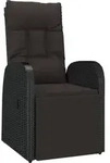 vidaXL Garten-Liegestuhl mit Auflage Poly Rattan Schwarz - Schwarz