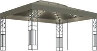 vidaXL Pavillon mit Doppeldach & LED-Lichterkette 3x4 m Taupe