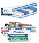 AM Qualit&auml;tsmatratzen | 1000 Federn 7-Zonen Taschenfederkernmatratze - 100x190...