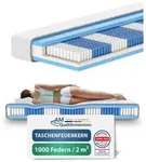 AM Qualit&auml;tsmatratzen | 1000 Federn 7-Zonen Taschenfederkernmatratze - 80x190...