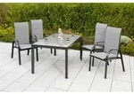 Merxx Gartenm&ouml;belset "Marini" 5tlg. - Aluminiumgestell mit Textilbespannung grau -