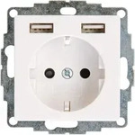 Kopp Athenis Reinwei&szlig; Schutzkontakt-Steckdose mit 2 USB-Anschl&uuml;ssen - Wei&szlig;