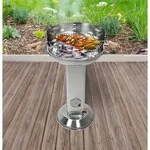 S&auml;ulengrill mit 4-fach h&ouml;henverstellbarem Grillrost, rund, mit 2 isolierten