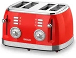 SOGO #####4-Scheiben-Toaster Spia luminosa Funzione toast Rosso - Rot