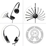 GEQUDIO Headset 2-Ohr f&uuml;r Mitel,Aastra,Poly,Gigaset-RJ Kabel - Schwarz