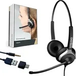 GEQUDIO Headset 2-Ohr mit USB f&uuml;r PC,MAC - Schwarz