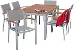 Merxx Gartenm&ouml;belset Naxos 7tlg., 6 Stapelsessel, 1 Tisch 150 x 90 cm -