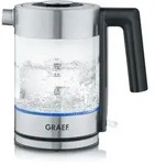 Graef WK300, 1 l, 2000 W, Schwarz, Edelstahl, Transparent, Glas, Wasserstandsanzeige,