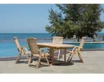 M&ouml;bilia Sitzgruppe 5-tlg aus Teak-Holz | 4 Armlehnst&uuml;hle, 1 Tisch ausziehbar | B 0