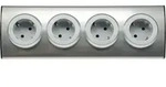 4-fach Steckdosenblock Edelstahl 90&deg; f&uuml;r Eck- & Aufbaumontage - Silber