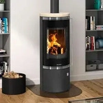Oranier Arena 2.0 Kaminofen Stahl Schwarz mit Abdeckplatte Sandstein - Beige