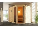 weka Design-Massivholzsauna CUBILIS ECK 3 inkl. Sauna-Leuchtenset, Lieferung und