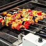 BBQ-Toro Edelstahl Grillaufsatz | 11 Spie&szlig;e 70 x 26-40 cm, Motor links - Silber