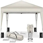 tillvex Pavillon 3x3m Beige wasserdicht | Pop-Up Faltpavillon h&ouml;henverstellbar 