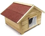 Wiltec Kleines Katzenhaus 68 x 53 x 47 cm aus Holz, Katzenh&uuml;tte f&uuml;r Garten...