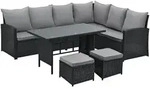 SVITA Monroe Garten-Lounge Set Polyrattan Lounge-M&ouml;bel Sitzgruppe Garten Schwarz -