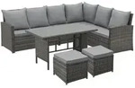 SVITA Monroe Garten-Lounge Set Polyrattan Lounge-M&ouml;bel Sitzgruppe Garten Grau - Grau