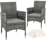tectake&reg; 2er Set Rattanstuhl Nantes widerstandsf&auml;hig 59 x 57 x 85 cm - Grau