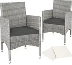 tectake&reg; 2er Set Rattanstuhl Nantes widerstandsf&auml;hig 59 x 57 x 85 cm - Hellgrau