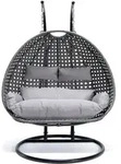 HOME DELUXE - Polyrattan H&auml;ngesessel TWIN Grau - komplett - Grau
