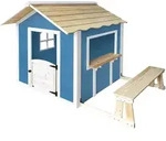 HOME DELUXE - Spielhaus DER GRO&szlig;E PALAST - Blau mit Bank -es Holz - Blau