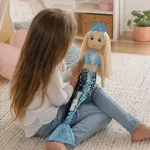 Stoffpuppe Meerjungfrau 70 cm in t&uuml;rkis &ndash; weiche Kuschelpuppe f&uuml;r Kinder