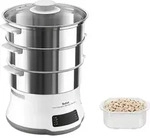 Tefal Convenient Series Deluxe Dampfgarer VC502D, 3 Korb/K&ouml;rbe, Edelstahl, Wei&szlig;,