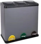 SVITA TC3X20 Treteimer grau Abfalleimer M&uuml;lleimer M&uuml;lltrennung Stahl (60L)