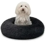 lionto Donut Hundebett, rundes Hundesofa mit Pl&uuml;schbezug & Anti-Rutsch-Noppen,...
