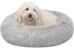 lionto Donut Hundebett, rundes Hundesofa mit Pl&uuml;schbezug & Anti-Rutsch-Noppen,...