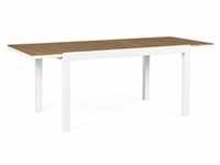 Gartentisch - Weiß - Aluminiumgestell - Polywood Platte - 140 x 90 cm - ausziehbar