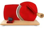 JUPITER Hand-Allesschneider mit Holzplatte rot