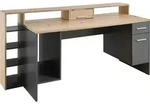 Gaming Schreibtisch - Grau - Artisan Eiche Nachbildung - 182 x 70 cm - 1 T&uuml;r - 1