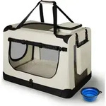 Juskys Hundetransportbox Lassie L (beige) faltbar - 50 x 70 x 52 cm - Reisebox...