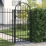 vidaXL Gartentor ASSEN mit Bogenabschluss Stahl 89 x 200 cm Schwarz - Schwarz