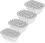 4er Set Gefrierdose 0,5 l DOMINO, Farbe:Transparent - Transparent/Wei&szlig;