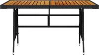 vidaXL Gartentisch Schwarz 130x70x72cm Poly Rattan & Massivholz Akazie