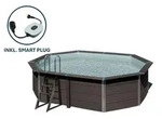 GRE Ovaler Composite-Pool KPCOV52L + LED &ndash; 524 x 386 x 124 cm, Komplettset - Grau