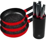 9tlg. KING&reg; Geschenkset: &Oslash;20cm Bratpfanne SHINE RED + &Oslash;24cm Bratpfanne SHINE RED +